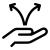 Outline of hand holding two upward pointing arrows