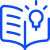Line graphic of open book with lightbulb